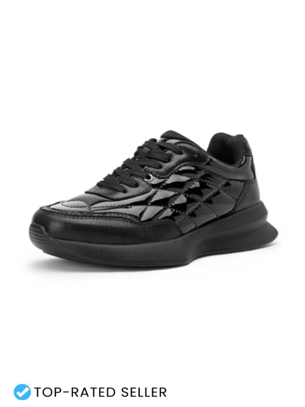 Quilted Platform Sneaker Faux Leather Chunky Walking Shoe